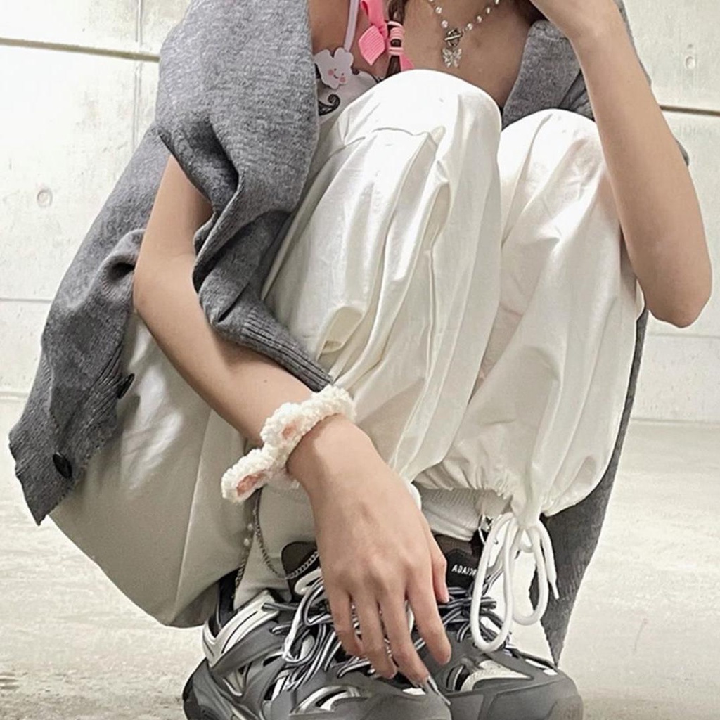 Jiashucheng Quần Ống Rộng Cotton Màu Trắng Thuần Khiết Dáng Ôm Lưng Cao Mùa Xuân Kích Thước Lớn Phong Cách Mới Dành Cho Bạn Nữ