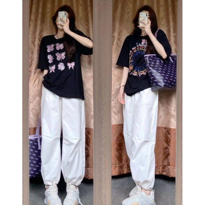 Jiashucheng Quần Ống Rộng Cotton Màu Trắng Thuần Khiết Dáng Ôm Lưng Cao Mùa Xuân Kích Thước Lớn Phong Cách Mới Dành Cho Bạn Nữ