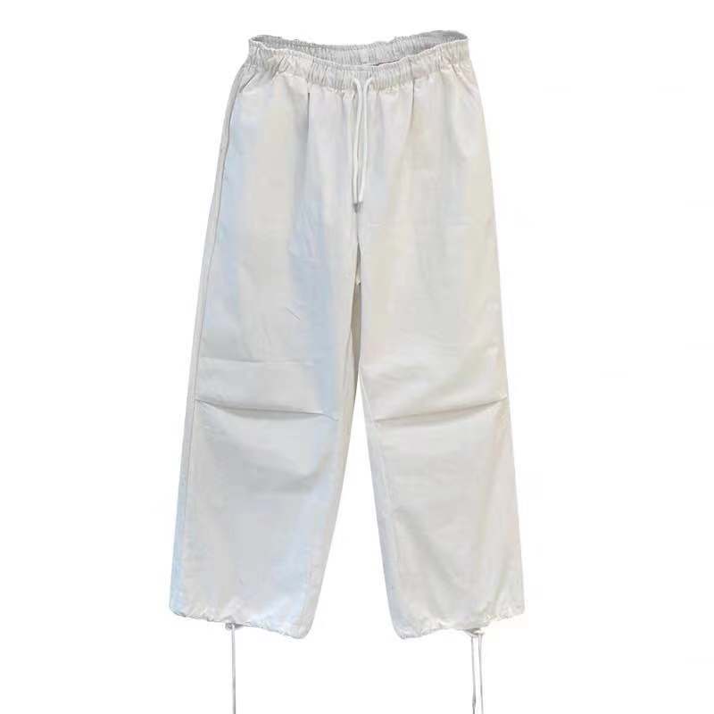 Jiashucheng Quần Ống Rộng Cotton Màu Trắng Thuần Khiết Dáng Ôm Lưng Cao Mùa Xuân Kích Thước Lớn Phong Cách Mới Dành Cho Bạn Nữ