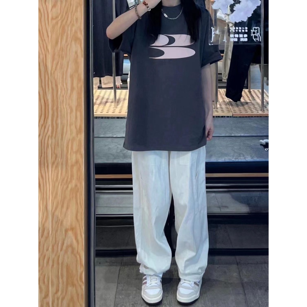 Jiashucheng Quần Yếm Cotton Trắng Dáng Rộng Eo Cao Phong Cách Nhật Bản Mùa Hè Dễ Phối Đồ Cho Nữ xs