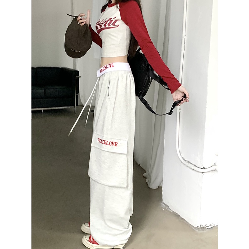 Quần Thể Thao Ống Rộng Lưng Cao Phối Dây Rút Thời Trang Mùa Hè Dành Cho Nữ