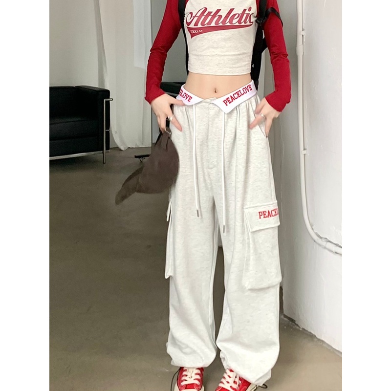 Quần Thể Thao Ống Rộng Lưng Cao Phối Dây Rút Thời Trang Mùa Hè Dành Cho Nữ