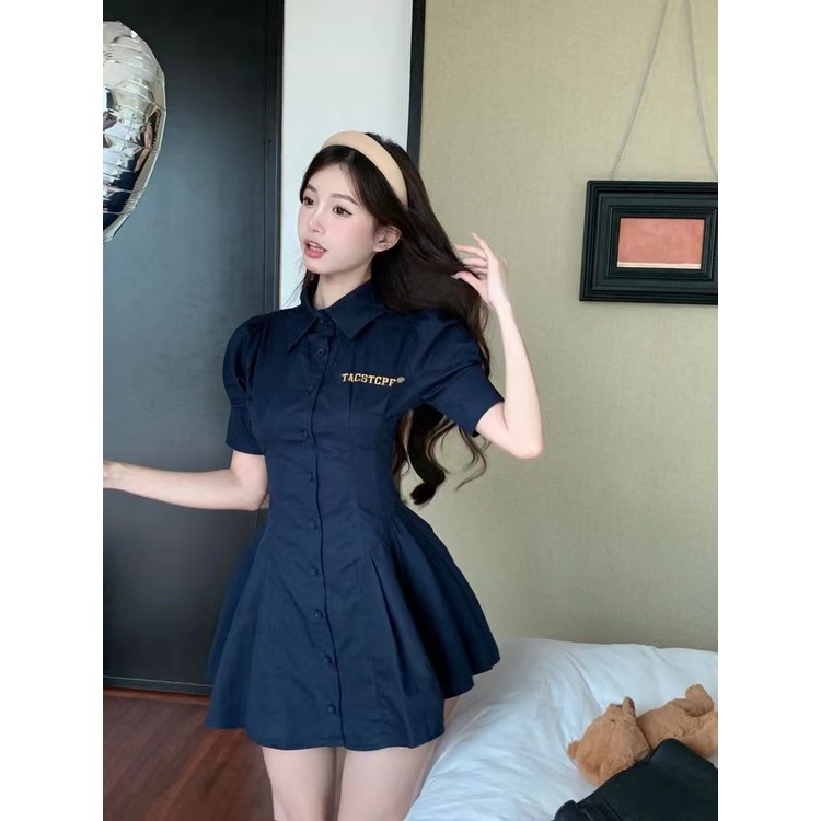 Đầm Sơ Mi Ngắn Dáng Chữ a Eo Cao Thời Trang Mùa Hè Ngọt Ngào Dành Cho Nữ