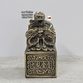 Cửu long kim ấn size nhỏ bằng đồng phong thủy