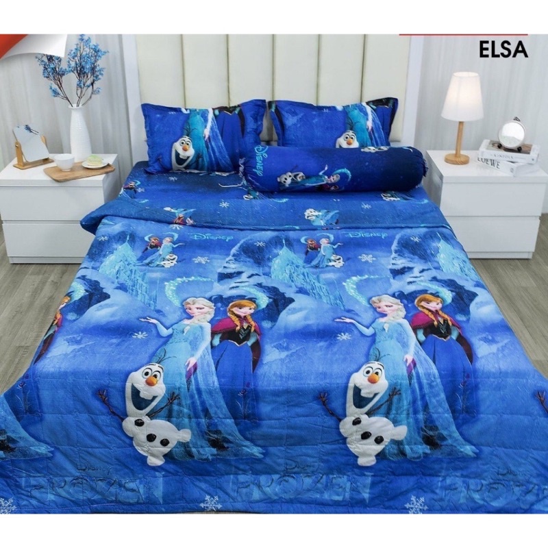 BỘ GA GỐI GA TRẢI GIƯỜNG GA BO CHUN SẴN KÍCH THƯỚC 1M2X1M9 KÈM ÁO GỐI - MẪU ELSA -CHUYENGAGOIGIAXUON