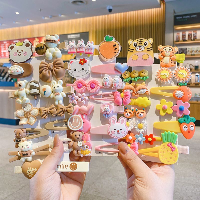 Kẹp Tóc bb Họa Tiết Hoạt Hình Màu Cà Phê Dễ Thương Cho Bé Gái