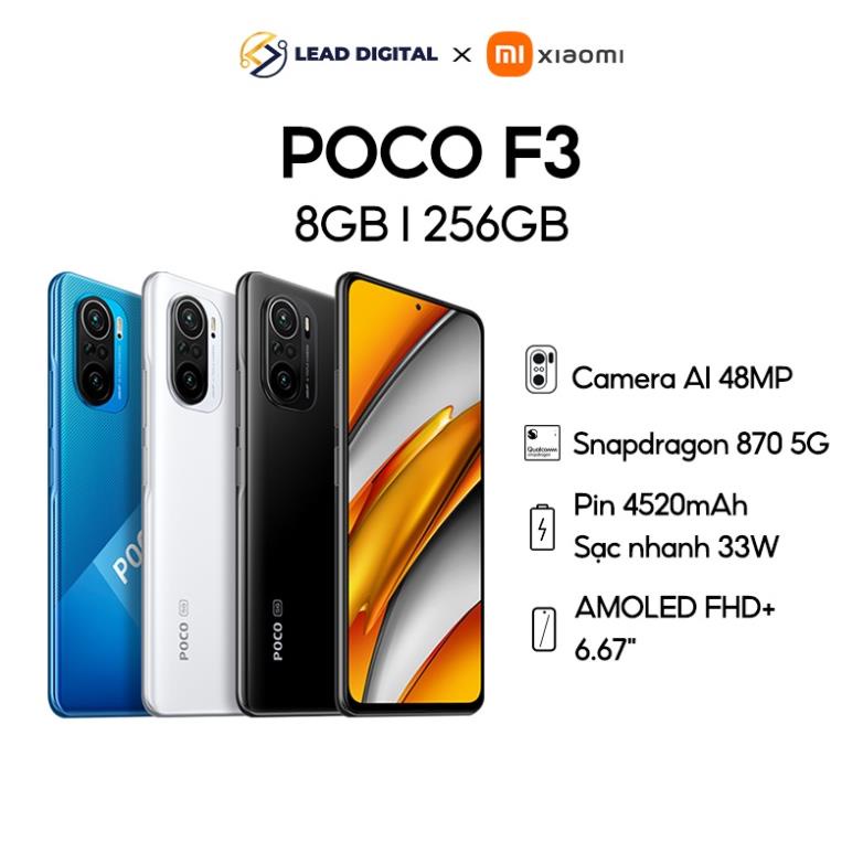 Điện thoại Xiaomi POCO F3 8GB l 256GB - Snapdragon 870 5G - AMOLED 120Hz -Phiên Bản chính hãng New