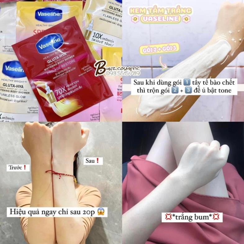 Gói tắm trắng da toàn thân Vaseline Healthy bright Gluta-Hya Whitening Body Shower Gói 120g - DORIS