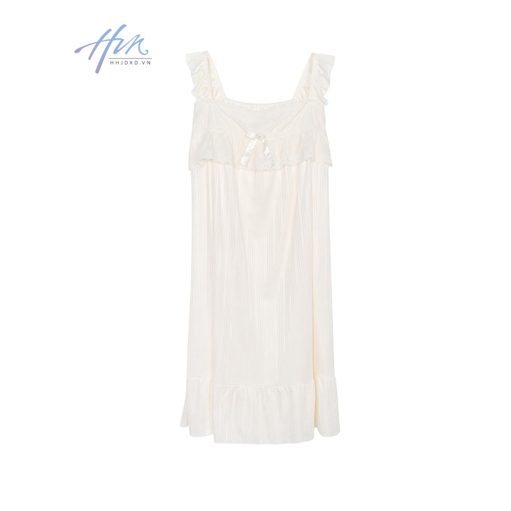 Đầm Ngủ Hai Dây Phối Ren Nhẹ Nhàng Thoải Mái Thời Trang Mùa Hè Dành Cho Nữ