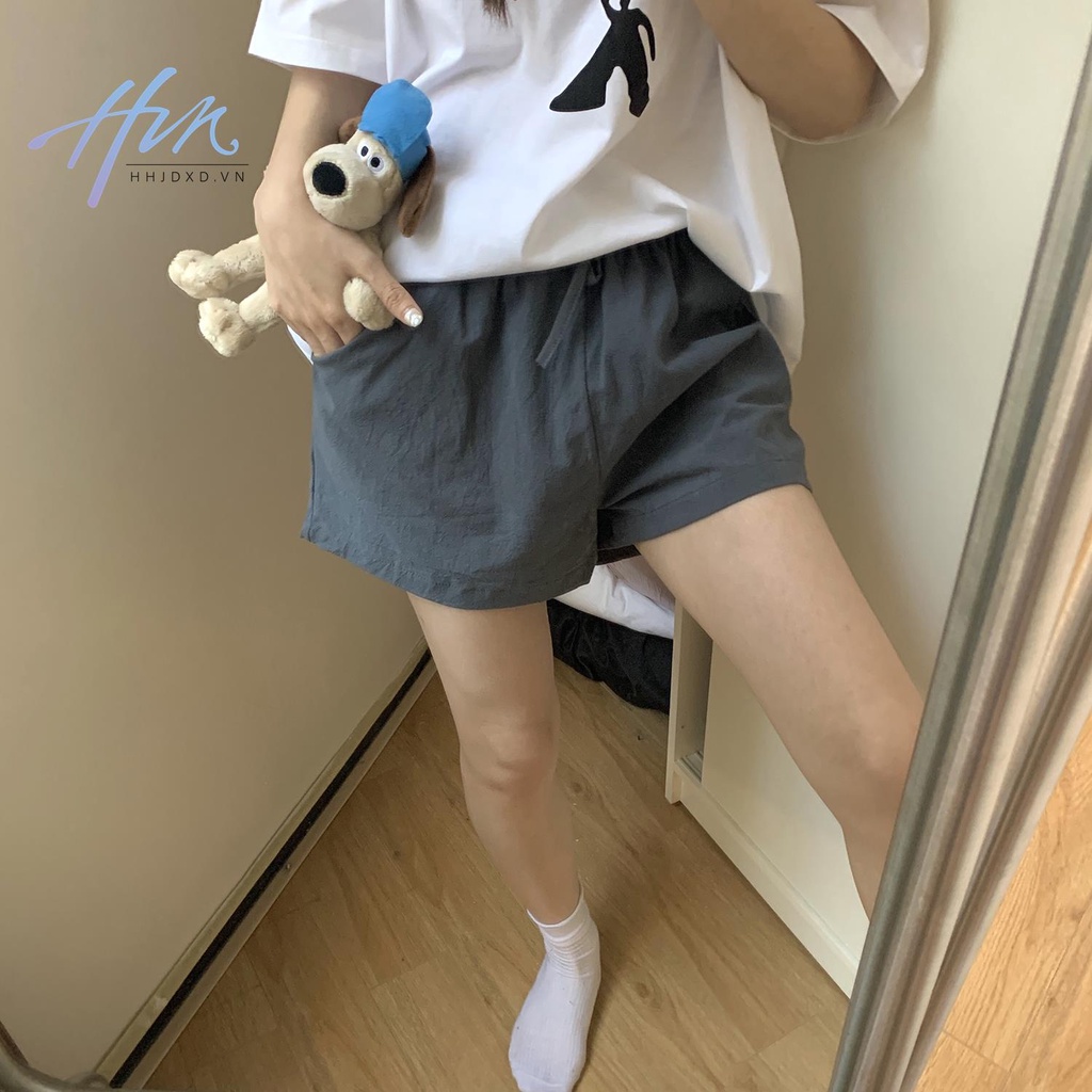 Quần Short Ngủ Bằng Cotton Linen Lưng Thun Dáng Rộng Thời Trang Mùa Hè Dành Cho Nữ