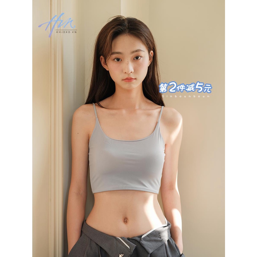 Áo Lót Hai Dây Vải Lụa Mát Thoáng Khí Có Miếng Đệm Ngực Thời Trang Cao Cấp Cho Nữ