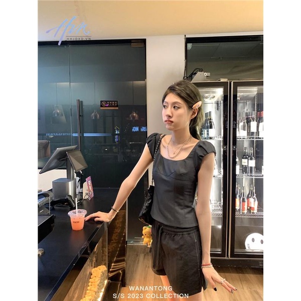 Áo Kiểu Tay Phồng Thiết Kế Cỡ Nhỏ Phong Cách Pháp Thời Trang Hè Cá Tính Cho Nữ