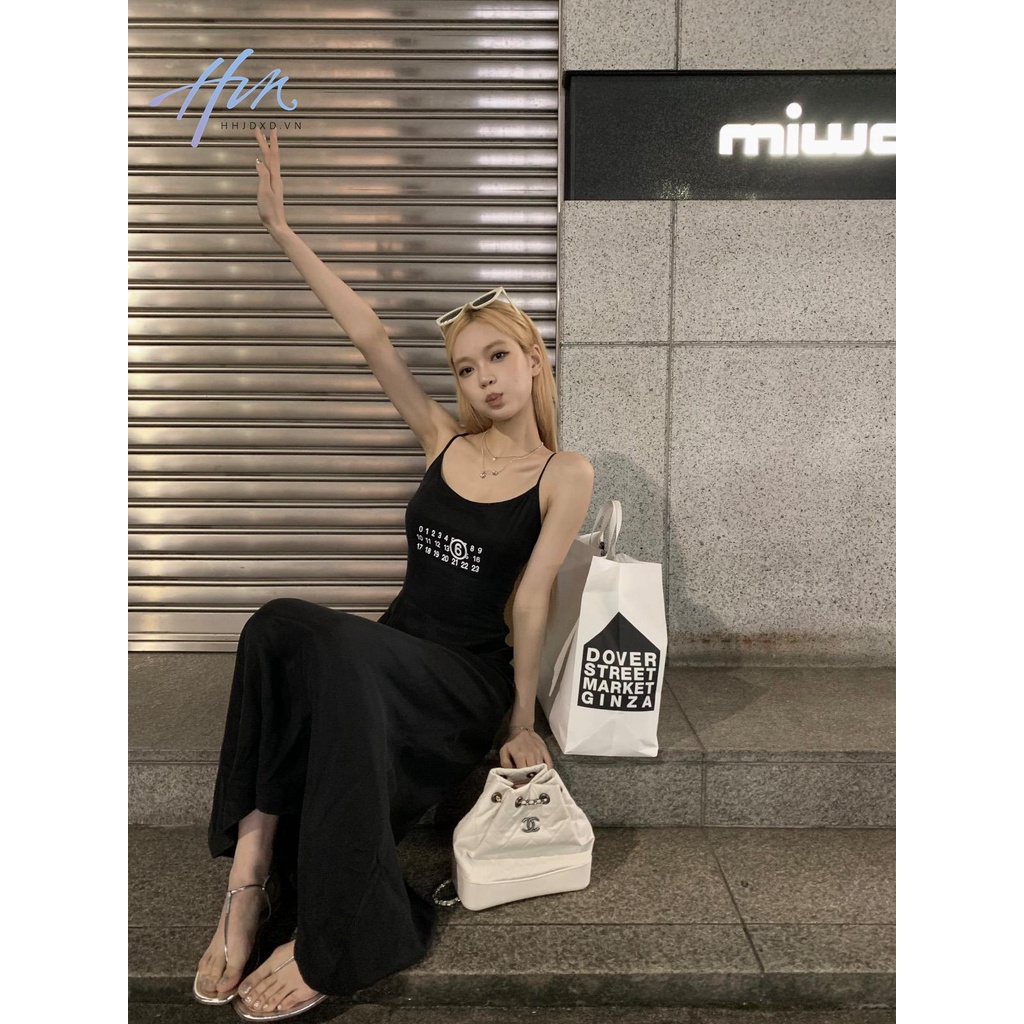 Đầm Hai Dây Dáng Dài Ôm Eo In Chữ Thời Trang Pháp Quyến Rũ Cho Nữ