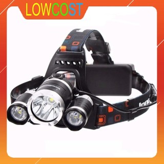 Đèn pin sạc đội đầu 3 led siêu sáng t6 10w 4 chế độ sáng