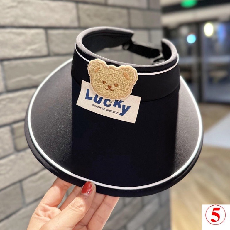 Mũ Chống Nắng LUCKEYFREESHIPMũ Nón Hở Chóp Mùa Hè Họa Tiết Gấu Cho Bé 2-15 tuổi