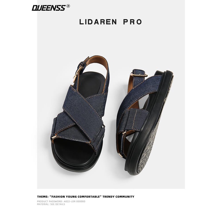 Giày Sandal Đế Phẳng Quai Chéo Denim Mùa Hè 2023 Phong Cách Mới Cho Nữ Dễ Phối Đồ
