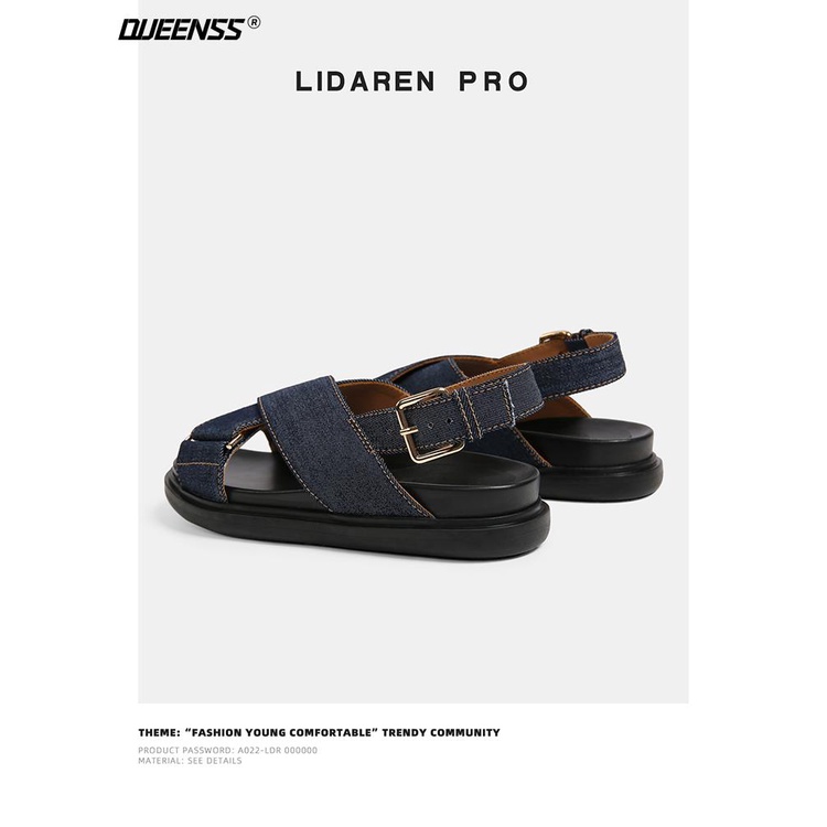 Giày Sandal Đế Phẳng Quai Chéo Denim Mùa Hè 2023 Phong Cách Mới Cho Nữ Dễ Phối Đồ