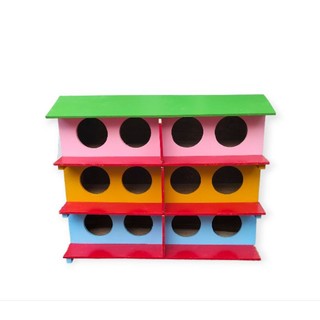 Chuồng bồ câu gỗ loại 12 lỗ tròn nuôi được 6 đôi chim bồ câu thả rông