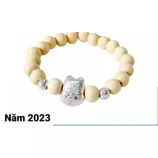 Vòng dâu tằm mix con giáp và bi bạc cho bé