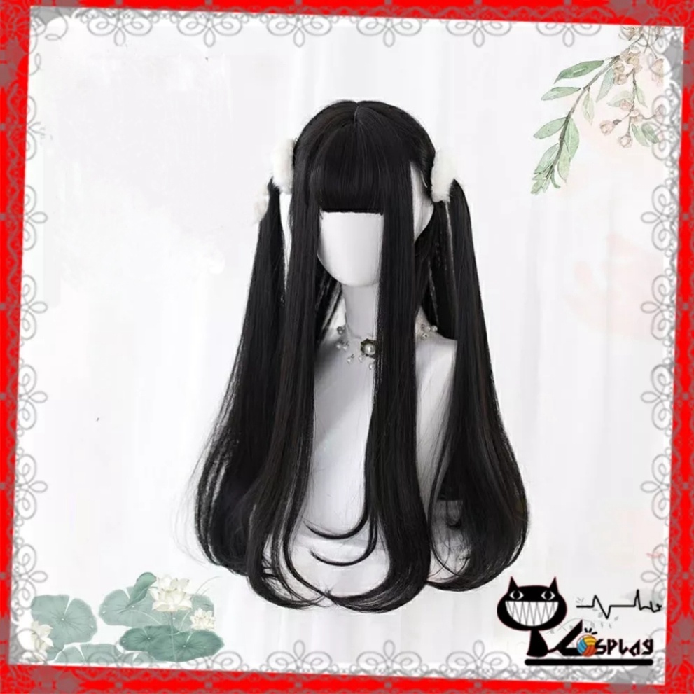 [Sẵn] Wig/Tóc giả teen/lolita/cosplay đen dài cute uốn cúp đuôi TT007 [Miu Cosplay 05]