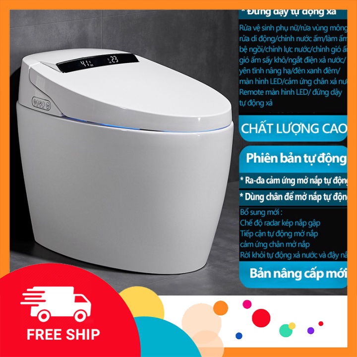 Freeship Bồn cầu thông minh toilet toa lét bệ xí bồn tiêu bồn cầu xịt nước tự động xịt rửa đa chức năng FU517* sale hè 5