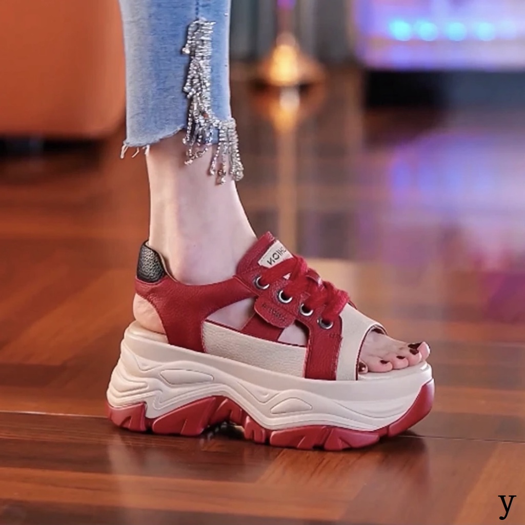 Sandal Đế Xuồng Dày Dặn Hở Ngón Màu Trơn Thời Trang Mùa Hè 2023 Phong Cách Mới Dành Cho Nữ