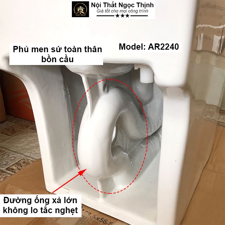 Freeship  Bồn cầu đúc liền khối men sứ Nano Arino AR-2240 hàng chính hãng xả xoáy kép siêu mạnh sale hè
