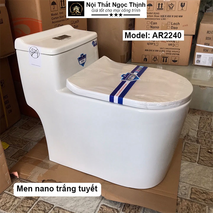 Freeship  Bồn cầu đúc liền khối men sứ Nano Arino AR-2240 hàng chính hãng xả xoáy kép siêu mạnh sale hè