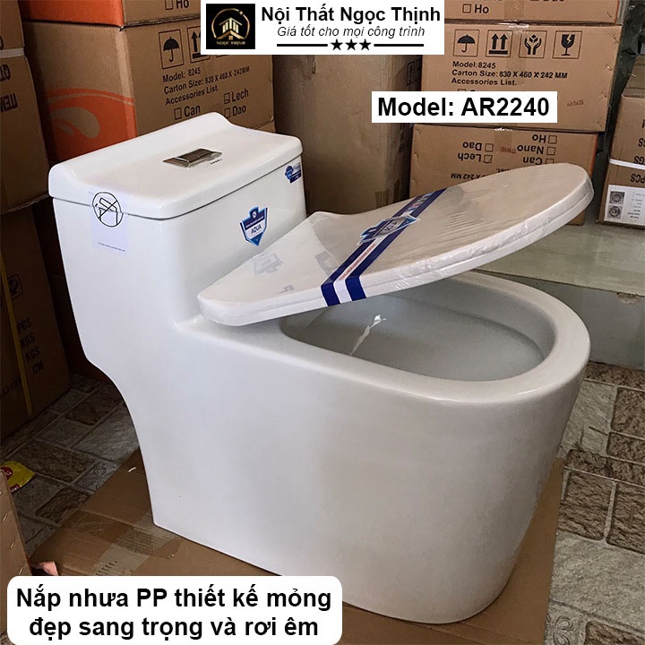Freeship  Bồn cầu đúc liền khối men sứ Nano Arino AR-2240 hàng chính hãng xả xoáy kép siêu mạnh sale hè