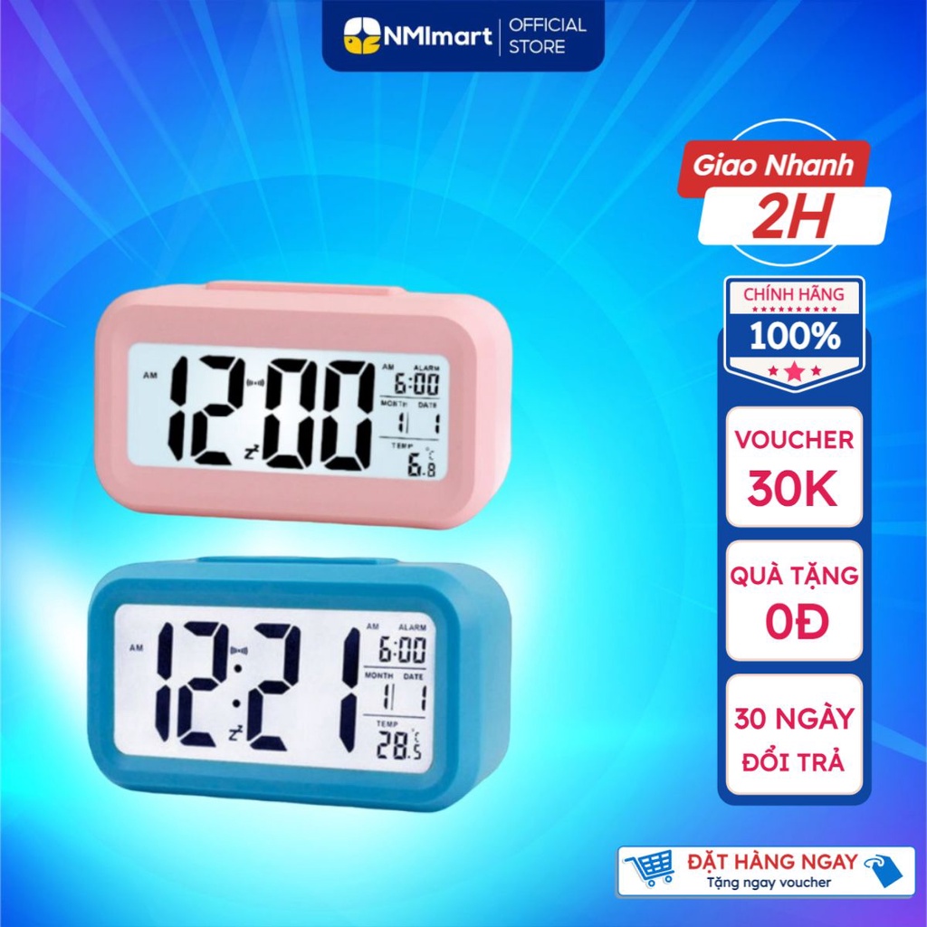 Đồng hồ báo thức điện tử để bàn NMI màn hình led hiển thị ngày, tháng, nhiệt độ - DHL03 NMI Mart