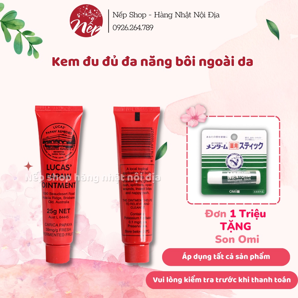 BẢN ÚC Kem Đa Năng Lucas Papaw Ointment Đu Đủ 25g KEM ĐU ĐỦ