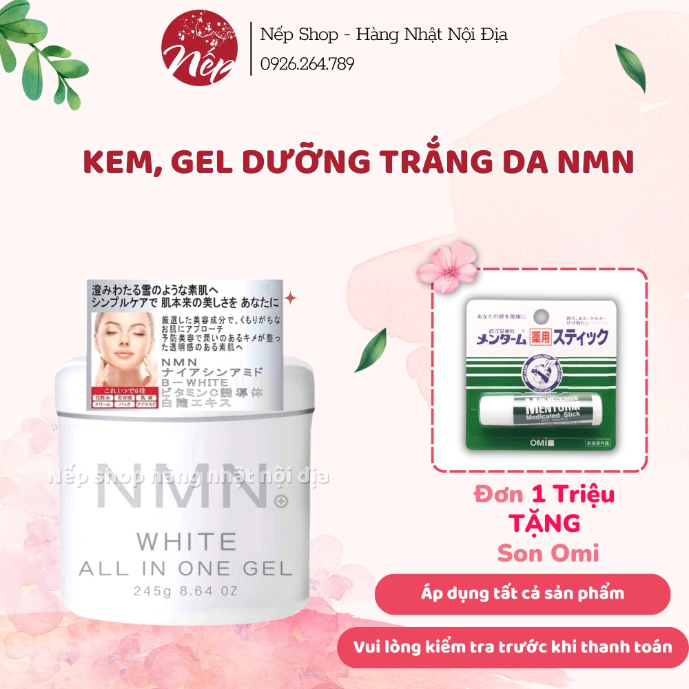 Gel dưỡng ẩm trắng da chống lão hóa NMN White All In One 245g Nhật Bản phục hồi làn da