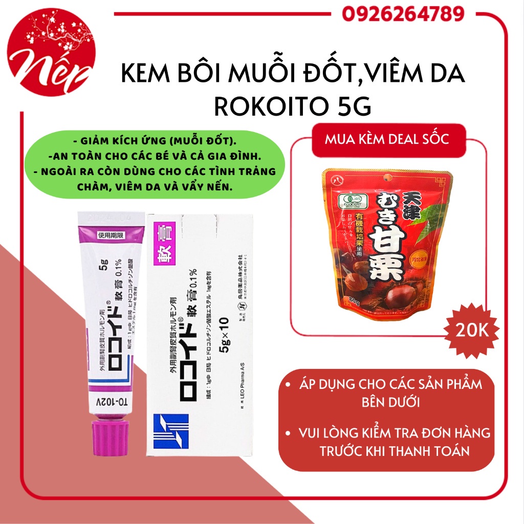 Kem Bôi Muỗi Đốt, Côn Trùng Cắn, Viêm Da Rokoito 5g - Nhật Bản [BÔI MUỖI ROKITO]