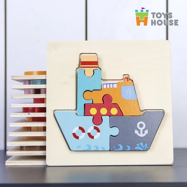 [HÀNG CHÍNH HÃNG] Đồ chơi ghép hình gỗ 3D thông minh Toyshouse - Nếp shop - Hàng nhật nội địa