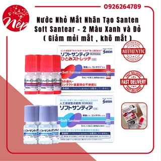 Nước NHỎ MẮT NHÂN TẠO Santen Soft Santear Nhật Bản - 2 Màu Xanh và Đỏ ( Giảm mỏi mắt , khô mắt )