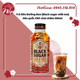 Trà Sữa Đường Đen (Black sugar milk tea) Hàn quốc OKF chai nhôm 390ml (Date: 2022)