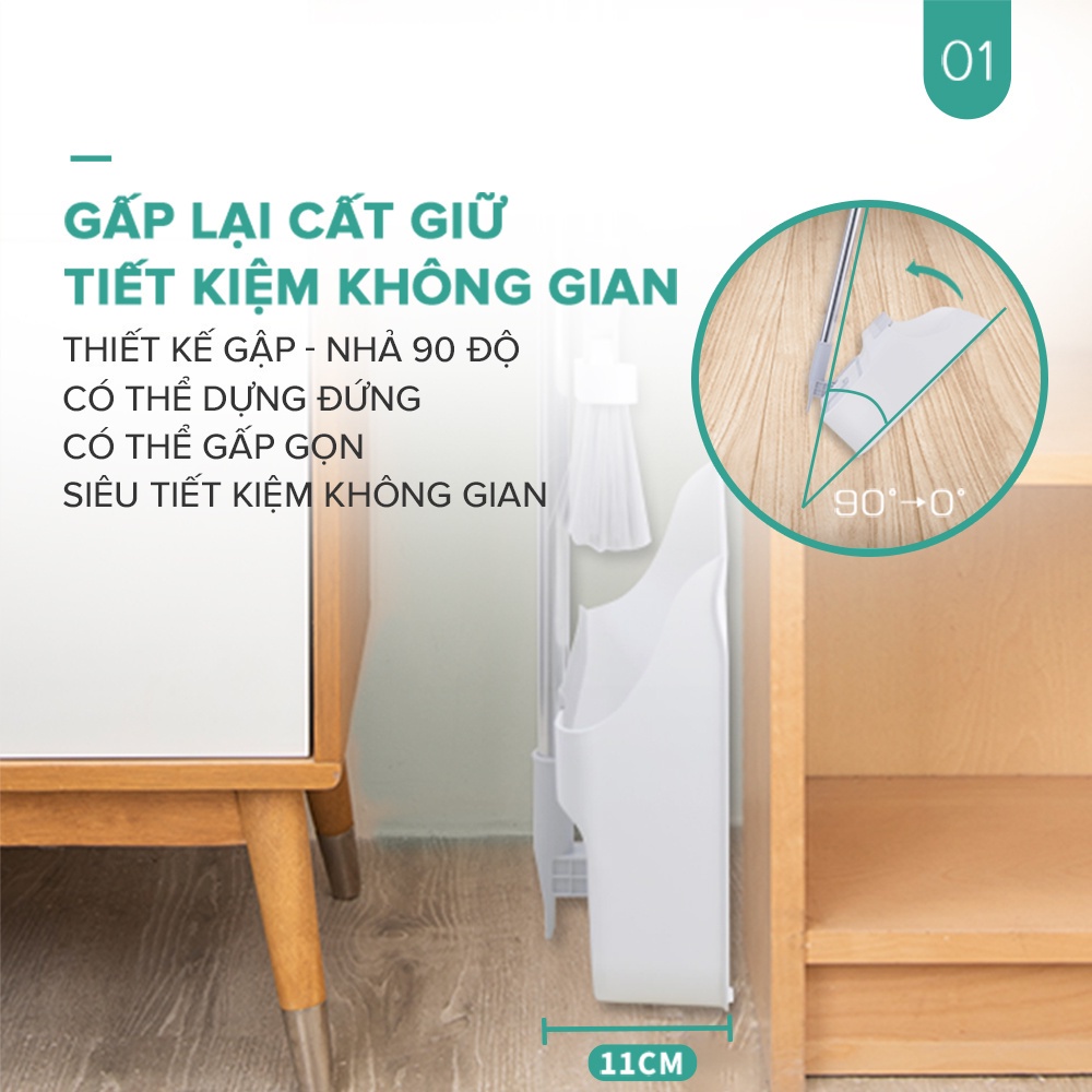 [Voucher giảm 12% - đơn từ 0Đ] [Voucher giảm 12% - đơn từ 0Đ] Bộ chổi quét nhà kèm đồ hốt rác gấp gọn đa năng MyJae