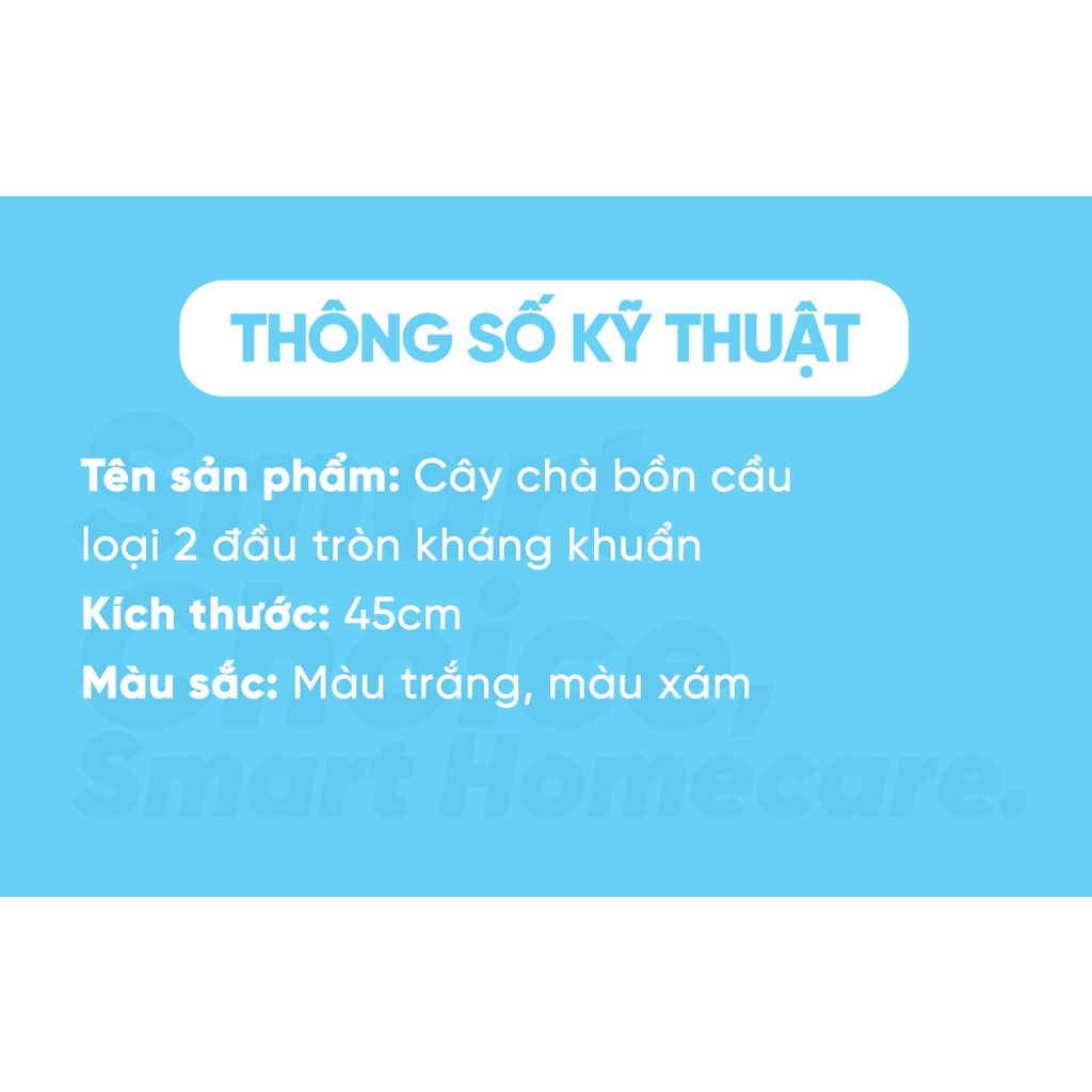 [Voucher 12% - đơn từ 0Đ]Cây Chà Bồn Cầu MyJae, Cọ Chà Toilet Loại 2 Đầu Tròn Kháng Khuẩn 45cm