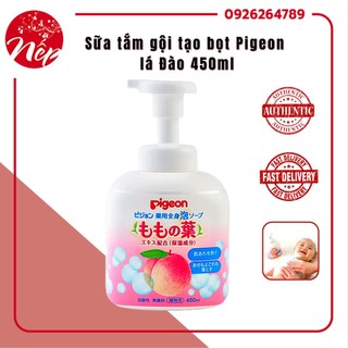 Sữa tắm gội tạo bọt dược liệu lá đào Pigeon 450ml (dạng bình)