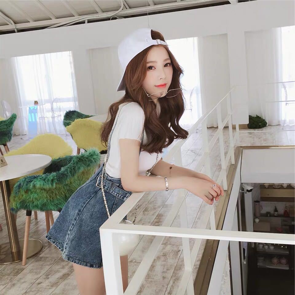 Jiashucheng Quần Yếm Denim Ngắn Lưng Cao Dáng Rộng Cỡ Nhỏ Kiểu Hàn Quốc Dễ Thương Cho Nữ