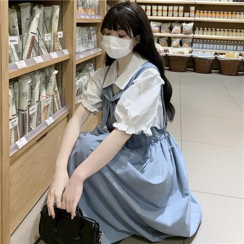 Jiashucheng Đầm Hai Dây Mùa Hè Phong Cách Preppy Mới Cho Nữ Sinh