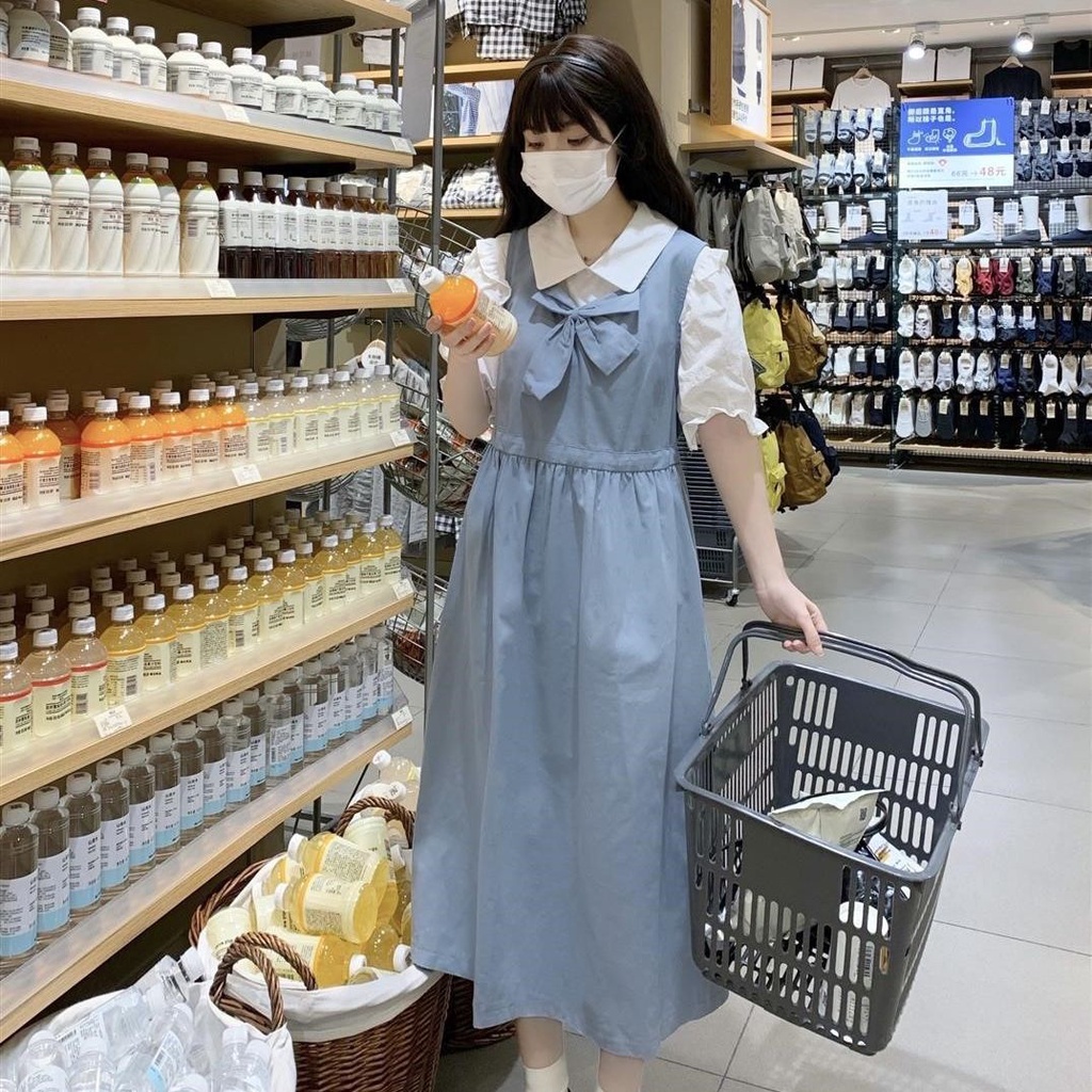 Jiashucheng Đầm Hai Dây Mùa Hè Phong Cách Preppy Mới Cho Nữ Sinh