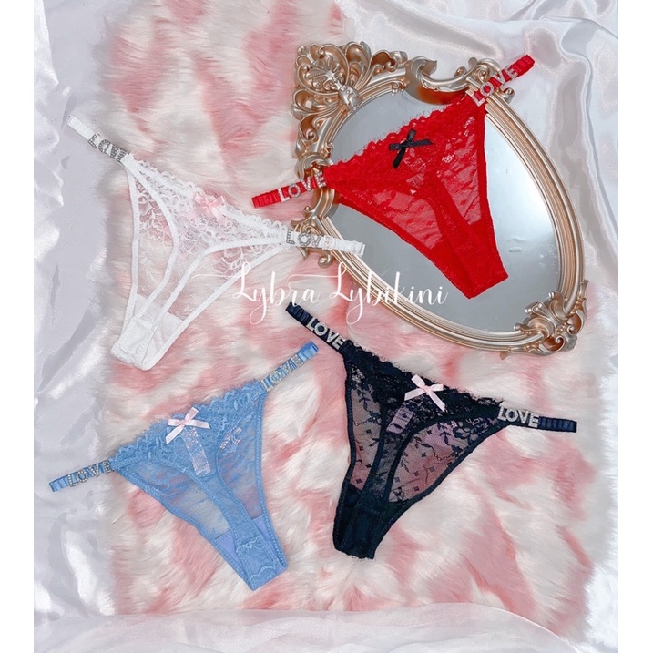 Quần Ren Vic Chữ Love Đính Đá, Mặt Sau Đính Nơ