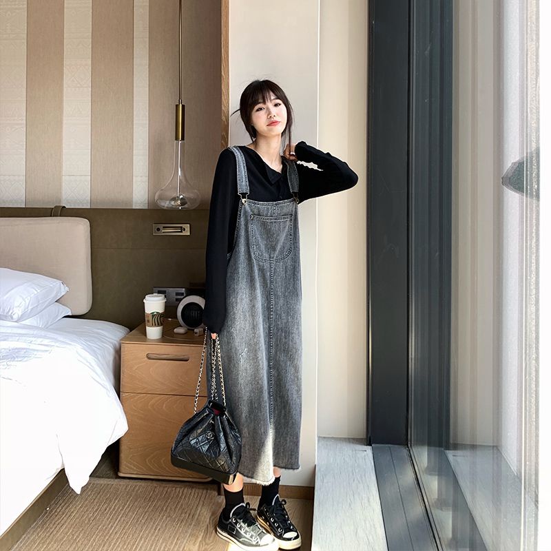 Jiashucheng Váy Yếm Denim Dáng Rộng Phong Cách Phương Tây Retro Mùa Hè Hàn Quốc Mới Cho Nữ Giới
