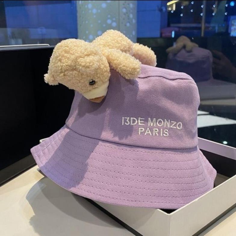 Mũ bucket thời trang, nón bucket kèm gấu sành điệu -VIP