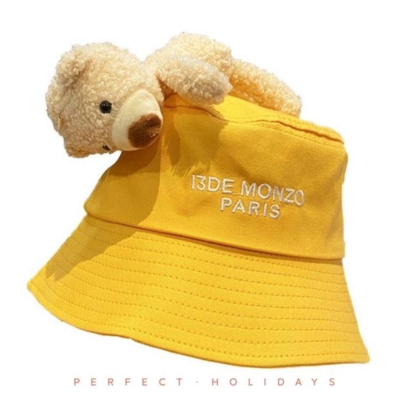 Mũ bucket thời trang, nón bucket kèm gấu sành điệu -VIP