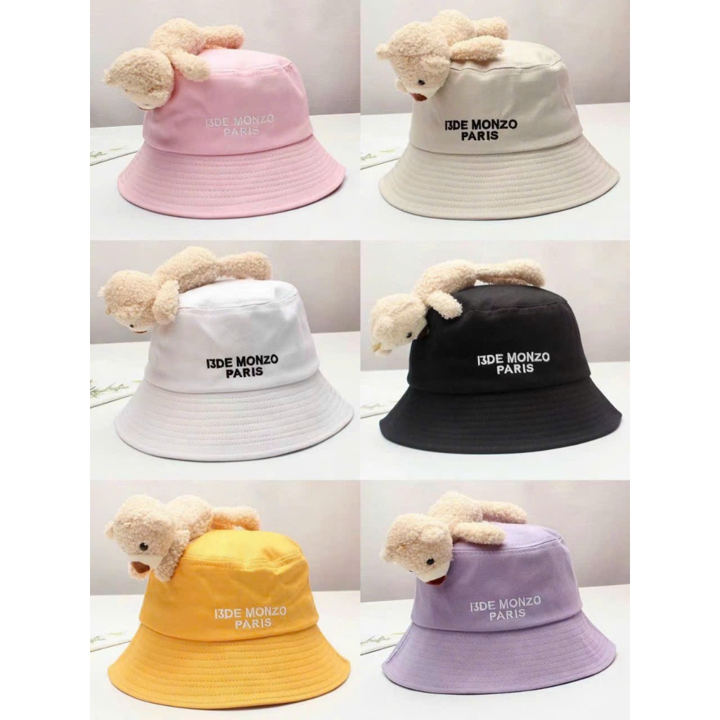 Mũ bucket thời trang, nón bucket kèm gấu sành điệu -VIP