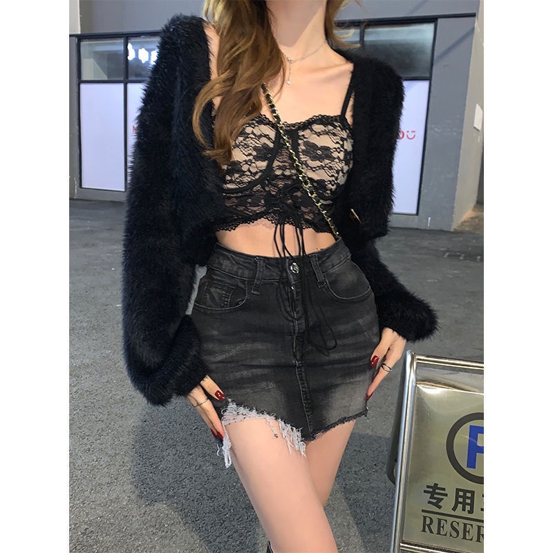 Jiashucheng Chân Váy Denim Chữ a Lưng Cao Dáng Ôm Phong Cách Retro Thời Trang Mùa Hè Dành Cho Nữ