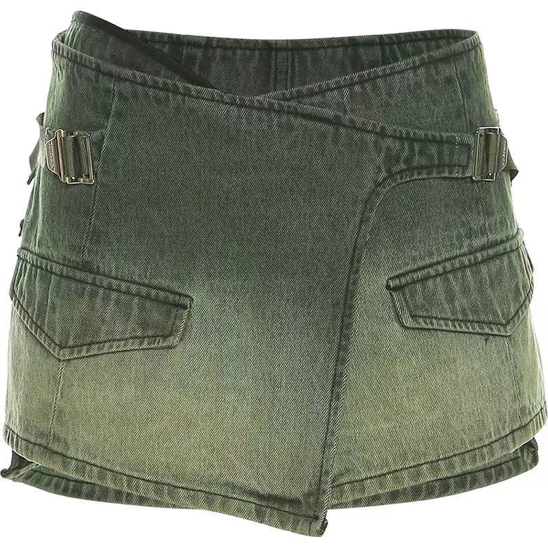 Jiashucheng Chân Váy Denim Ngắn Dáng Chữ A Phong Cách Retro Đường Phố Mỹ Thời Trang Mùa Hè Mới Dành Cho Bạn Nữ