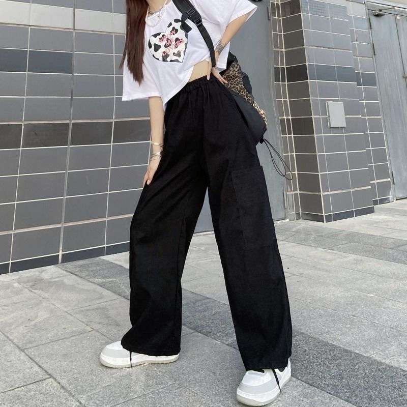 Quần Dài Nữ Ống Rộng Phong Cách Harajuku Đường Phố Mới